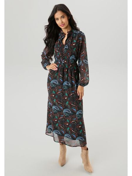 Aniston Sukienka w kolorze czarno-turkusowym rozmiar: 36. Czarne sukienki damskie Aniston, bez wzorów, bez kołnierzyka, bez ramiączek, maxi. Za 104.64 zł.