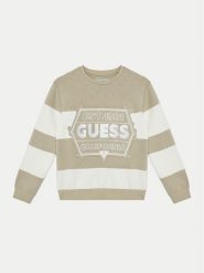 Guess Sweter L5RQ09 KCCH0 Beżowy Regular Fit. Brązowe swetry chłopięce Guess, z aplikacjami, z bawełny, bez kołnierzyka. Za 99.99 zł.