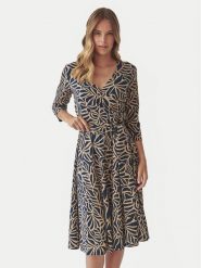 Tatuum Sukienka codzienna Iga 1 T2418.199B Granatowy Regular Fit. Niebieskie sukienki damskie Tatuum, na co dzień, s, bez wzorów, z wiskozy, bez kołnierzyka, bez ramiączek, proste. Za 249.99 zł.