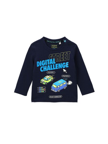 Original Marines Bluzka DCA0754NM Granatowy Regular Fit. Niebieskie t-shirty chłopięce Original Marines, bez wzorów, z bawełny, bez ramiączek. Za 59.99 zł.