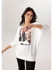 Aniston Koszulka w kolorze białym rozmiar: 48. Brązowe bluzki damskie Aniston, bez wzorów, bez kołnierzyka. Za 104.99 zł.