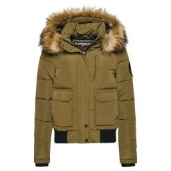 Damska ocieplana kurtka z kapturem Superdry Everest. Zielone kurtki damskie Superdry., xs, z aplikacjami, z nylonu, z kapturem. Za 721.90 zł.