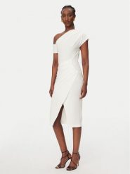 Rinascimento Sukienka koktajlowa CFC0127793003 Biały Slim Fit. Białe sukienki damskie RINASCIMENTO, s, bez wzorów, z syntetyku, wizytowe, bez kołnierzyka, bez ramiączek. Za 599.99 zł.