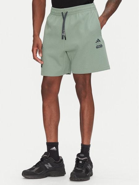 Adidas Szorty sportowe Star Wars The Mandalorian™ JI5722 Zielony Regular Fit. Zielone szorty męskie Adidas, bez wzorów, z bawełny, retro. Za 169.99 zł.