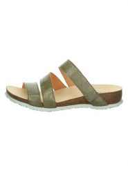 Think! Skórzane klapki "Julia" w kolorze zielonym rozmiar: 40. Zielone klapki damskie Think!, bez wzorów, bez obcasa, na koturnie. Za 232.23 zł.