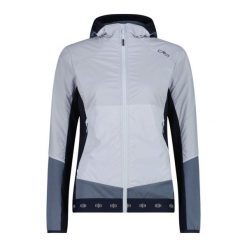 Softshell damski CMP Solira Jacket Hybrid. Niebieskie kurtki softshell damskie CMP, bez wzorów, z elastanu, z kapturem. Za 401.49 zł.