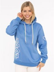 Zwillingsherz Bluza "LOVE 2.0" w kolorze błękitnym rozmiar: L/XL. Niebieskie bluzy z kapturem damskie Zwillingsherz, l. Za 215.21 zł.