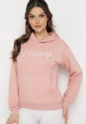 Różowa Bluza z Kapturem Ozdobiona Nadrukiem Aidirra. Czerwone bluzy z kapturem damskie Born2be, l. Za 79.99 zł.