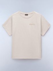 NAPAPIJRY Koszulka "Eclair" w kolorze beżowym rozmiar: XL. Brązowe bluzki damskie NAPAPIJRY, xl, bez wzorów, z bawełny, bez kołnierzyka, bez ramiączek. Za 79.03 zł.