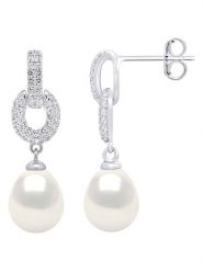 Pearline Srebrne kolczyki-wkrętki z perłami i cyrkoniami rozmiar: onesize. Niebieskie kolczyki damskie Pearline, z cyrkonią, srebrne. Za 239.99 zł.