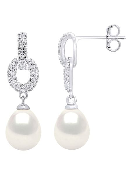 Pearline Srebrne kolczyki-wkrętki z perłami i cyrkoniami rozmiar: onesize. Białe kolczyki damskie Pearline, z cyrkonią, srebrne. Za 244.22 zł.