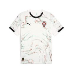 Męska koszulka wyjazdowa Portugalia 2025 PUMA White Black. Białe t-shirty sportowe męskie Puma, m, bez ramiączek, do piłki nożnej. Za 419.00 zł.