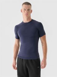 4F Koszulka treningowa bezszwowa szybkoschnąca męska 4F x Robert Lewandowski - granatowa S/M. Szare t-shirty sportowe męskie 4f, m, z dzianiny, bez ramiączek, na fitness i siłownię. W wyprzedaży za 79.99 zł.