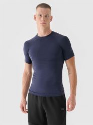 4F Koszulka treningowa bezszwowa szybkoschnąca męska 4F x Robert Lewandowski - granatowa L/XL. Szare t-shirty sportowe męskie 4f, l, z dzianiny, bez ramiączek, na fitness i siłownię. W wyprzedaży za 79.99 zł.