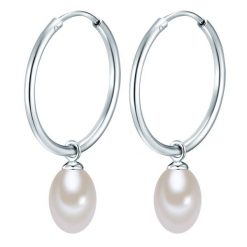 Valero Pearls Srebrne kolczyki kreole srebro wysokiej próby Perła hodowlana słodkowodna srebrny Kolczyki koła 1 ct Damski. Szare kolczyki damskie Valero Pearls, z perłą, srebrne. Za 219.99 zł.