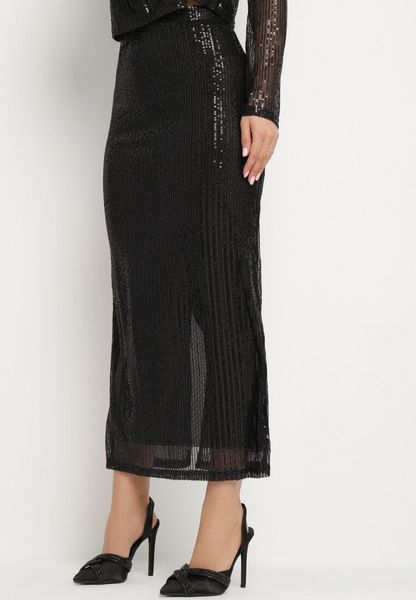 Czarna Cekinowa Spódnica Ozdobiona Wycięciem Nalisia. Czarne spódniczki damskie Born2be, l, bez wzorów, biznesowe, maxi. Za 39.99 zł.