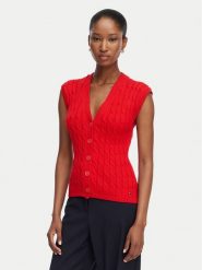 Tommy Hilfiger Kardigan Mid Gg Cable WW0WW50075 Czerwony Regular Fit. Czerwone kardigany damskie Tommy Hilfiger, l, bez wzorów, z bawełny. Za 529.99 zł.