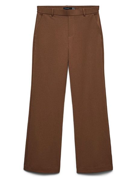Vero Moda Spodnie w kolorze jasnobrązowym rozmiar: L/L34. Brązowe spodnie materiałowe damskie Vero Moda, bez wzorów, z materiału, z podwyższonym stanem. Za 134.95 zł.
