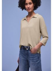 Street One Koszulka polo w kolorze beżowym rozmiar: 42. Brązowe bluzki damskie Street One, bez wzorów, street, bez kołnierzyka, bez ramiączek. Za 141.19 zł.