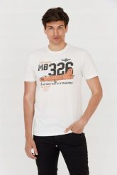 AERONAUTICA MILITARE Biały t-shirt męski. Białe t-shirty męskie AERONAUTICA MILITARE, m, bez wzorów, bez kołnierzyka. W wyprzedaży za 299.99 zł.