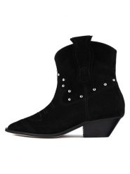 Loft37 Skórzane kowbojki w kolorze czarnym rozmiar: 37. Czarne botki damskie loft37, bez obcasa, bez zapięcia. Za 448.99 zł.