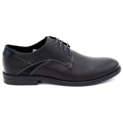Lukas Eleganckie buty męskie 253LU czarne. Czarne buty wizytowe męskie na jesień, z jeansu, bez zapięcia. Za 367.89 zł.