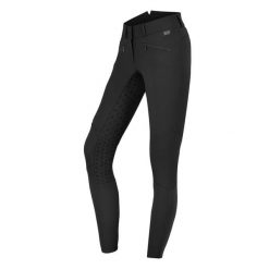 Spodnie do jazdy konnej z pełnym silikonowym gripem, wysokie w pasie dla kobiet. Czarne spodnie materiałowe damskie ELT, bez wzorów, sportowe. Za 474.00 zł.