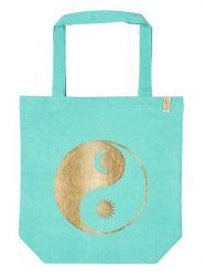 Moses. Torba "Omm for you" w kolorze turkusowym na zakupy - 37 x 38 x 13 cm rozmiar: onesize. Niebieskie shopper bag damskie moses., bez wzorów, z bawełny, na ramię, z nadrukiem, bez dodatków. Za 57.06 zł.