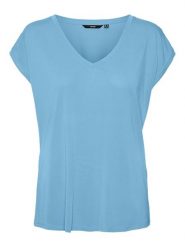 Vero Moda Koszulka w kolorze błękitnym rozmiar: S. Niebieskie bluzki damskie Vero Moda, s, bez wzorów, bez kołnierzyka, bez ramiączek. Za 61.46 zł.