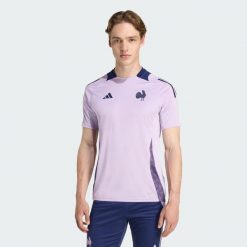 Koszulka France Performance. Niebieskie t-shirty sportowe męskie Adidas, l, bez ramiączek, na fitness i siłownię. Za 219.00 zł.