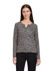 BETTY & CO Koszulka w kolorze czarno-kremowo-beżowym rozmiar: M. Czarne bluzki damskie Betty & Co., m, bez wzorów, z bawełny, bez kołnierzyka. Za 83.03 zł.