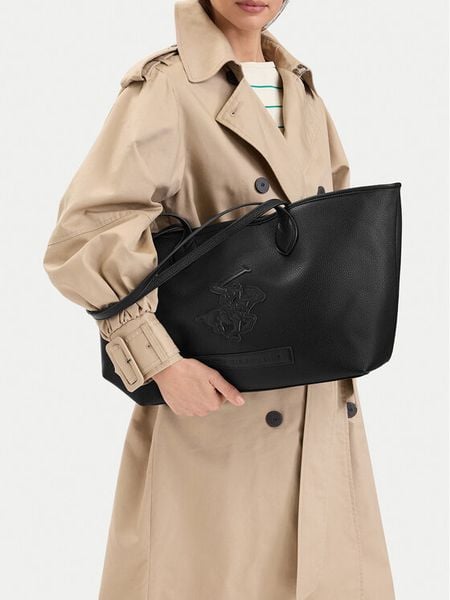 Beverly Hills Polo Club Torebka CWBEO-BHPC-L-006-10 Czarny. Czarne torebki klasyczne damskie Beverly Hills Polo Club, bez wzorów, ze skóry, bez dodatków. Za 229.99 zł.