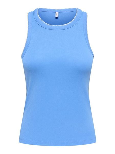ONLY Top w kolorze błękitnym rozmiar: S. Niebieskie topy damskie Only, s, bez wzorów, z bawełny, bez kołnierzyka. Za 57.87 zł.