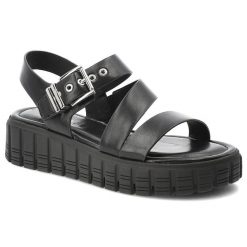Sandały damskie Tamaris, cholewka ze skóry ekologicznej zapinane na rzep masywna podeszwa, czarne, 1-28233-46 001. Czarne sandały damskie Tamaris, bez wzorów, ze skóry ekologicznej, bez obcasa. Za 229.00 zł.