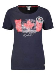 Canadian Peak Koszulka "Jarryeak" w kolorze granatowym rozmiar: XL. Niebieskie bluzki damskie Canadian Peak, xl, bez wzorów, z bawełny, bez kołnierzyka, bez ramiączek. Za 74.63 zł.