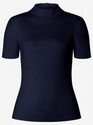 More & More Koszulka w kolorze granatowym rozmiar: 42. Niebieskie bluzki damskie MORE & MORE, s, bez wzorów, z wiskozy, bez kołnierzyka. Za 74.28 zł.