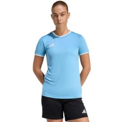 Koszulka damska adidas Entrada 26 Jersey. Niebieskie t-shirty damskie Adidas, bez wzorów, z jersey, bez kołnierzyka. Za 60.99 zł.