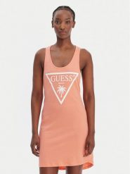 Guess Sukienka plażowa E3GP03 JA914 Pomarańczowy Regular Fit. Brązowe sukienki damskie Guess, na plażę, xs, z aplikacjami, z bawełny, bez kołnierzyka, bez ramiączek. Za 179.99 zł.