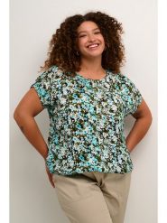KAFFE curve Bluzka w kolorze zielono-turkusowym rozmiar: 46. Niebieskie bluzki damskie KAFFE curve, bez wzorów, z wiskozy, bez kołnierzyka, bez ramiączek. Za 114.17 zł.