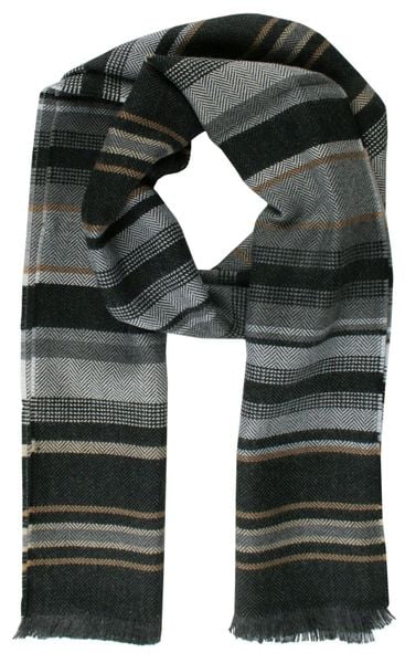 Szalik Przejściowy z Dziewiczą Wełną (Virgin Wool) - Fraas - Grafit z Popielem. Szare szaliki męskie V. Fraas, na jesień, bez wzorów, z materiału. Za 85.00 zł.