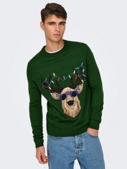 ONLY & SONS Sweter w kolorze zielonym rozmiar: L. Zielone swetry męskie Only & Sons, l, bez wzorów, bez kołnierzyka. Za 87.81 zł.