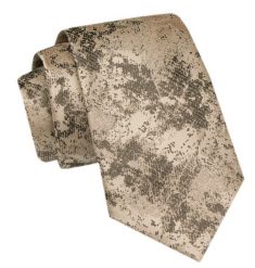 Modny Krawat Męski - Alties - Beżowy, Oryginalny Wzór. Brązowe krawaty i muchy męskie Alties, bez wzorów, z tkaniny, eleganckie. Za 49.00 zł.