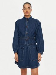 Weekend Max Mara Sukienka jeansowa Euro 2515221021 Granatowy Relaxed Fit. Niebieskie sukienki damskie Weekend Max Mara, bez wzorów, z bawełny, bez kołnierzyka, bez ramiączek. Za 899.99 zł.
