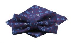 Mucha Męska z Poszetką, Granatowo-Czerwona w Róże, Kwiatki - Alties. Czerwone krawaty i muchy męskie Alties, bez wzorów, eleganckie. Za 54.00 zł.