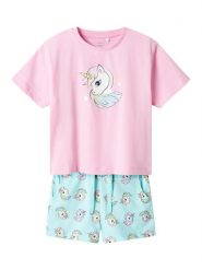 NAME IT Komplet t-shirt i spodenki Zosanna 13239682 Błękitny Regular Fit. Niebieskie koszulki dziewczęce Name it, bez wzorów, z bawełny, bez ramiączek. Za 79.99 zł.
