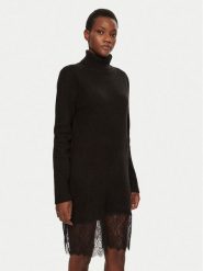 Morgan Sukienka dzianinowa 242-RMAFIX Czarny Slim Fit. Czarne sukienki damskie Morgan, m, bez wzorów, z dzianiny, bez kołnierzyka, bez ramiączek. Za 289.99 zł.