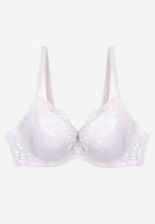Biały Biustonosz Typu Full Cup z Ozdobną Koronką Lanithiel. Białe biustonosze Born2be, bez wzorów, z jeansu. Za 19.99 zł.