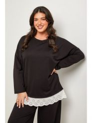 Curvy Lady Sweter w kolorze czarnym rozmiar: 48/50. Czarne swetry klasyczne damskie Curvy Lady, z koronki, bez kołnierzyka. Za 105.38 zł.