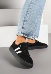 Czarne Sneakersy Klasyczne Tenisówki ze Skóry Naturalnej Alotia. Czarne trampki i tenisówki damskie Renee, bez wzorów, z jeansu. Za 159.99 zł.