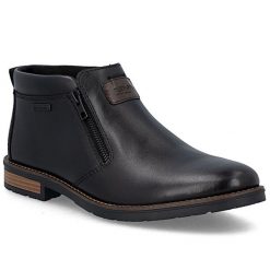 Skórzane botki męskie trzewiki na suwak czarne Rieker 14656-00. Czarne buty zimowe męskie Rieker, ze skóry, bez zapięcia. Za 459.00 zł.